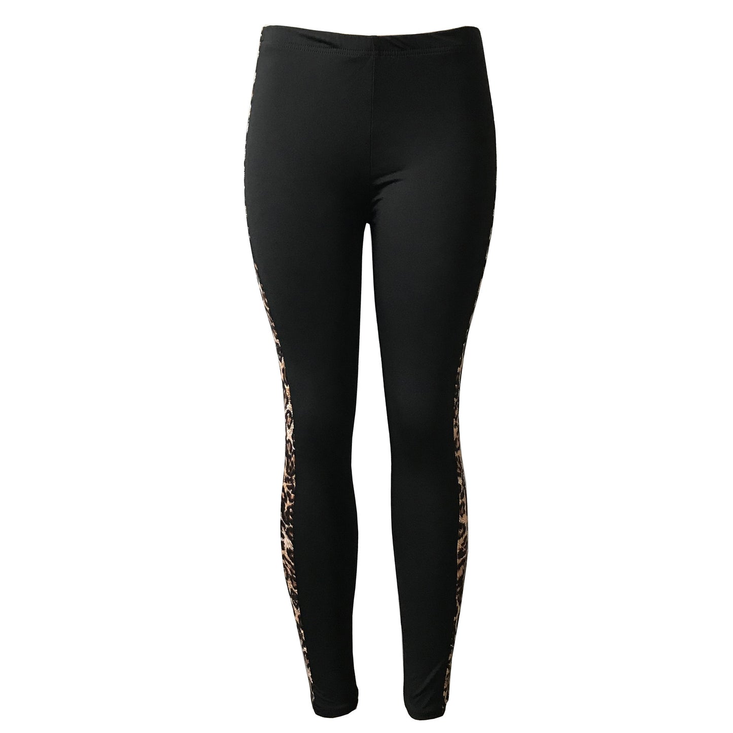 Women's Side Leopard Panel Stretch Fitness Yoga Pants