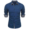 Collar Stitching Plaid Lapel Shirt European And American