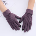 Female winter gloves touch screen five fingers