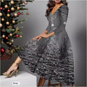 Long Sleeve Dress V-neck Plus Size Women's Clothing