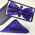 Paisley pattern bow tie dark blue black bow tie male British fashion cashew flower bow gift set