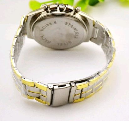 Three-eye six-needle fashion steel belt watch men's steel belt watch