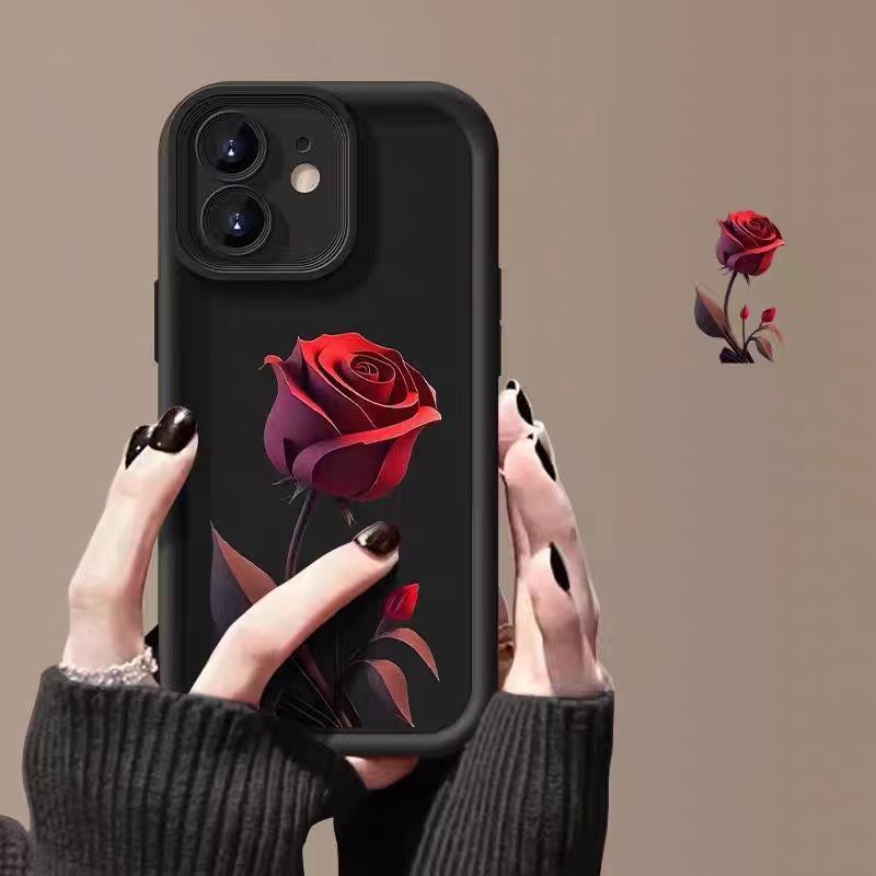 Red Rose Phone Case For Personality Frosted Silicone Drop-resistant 1