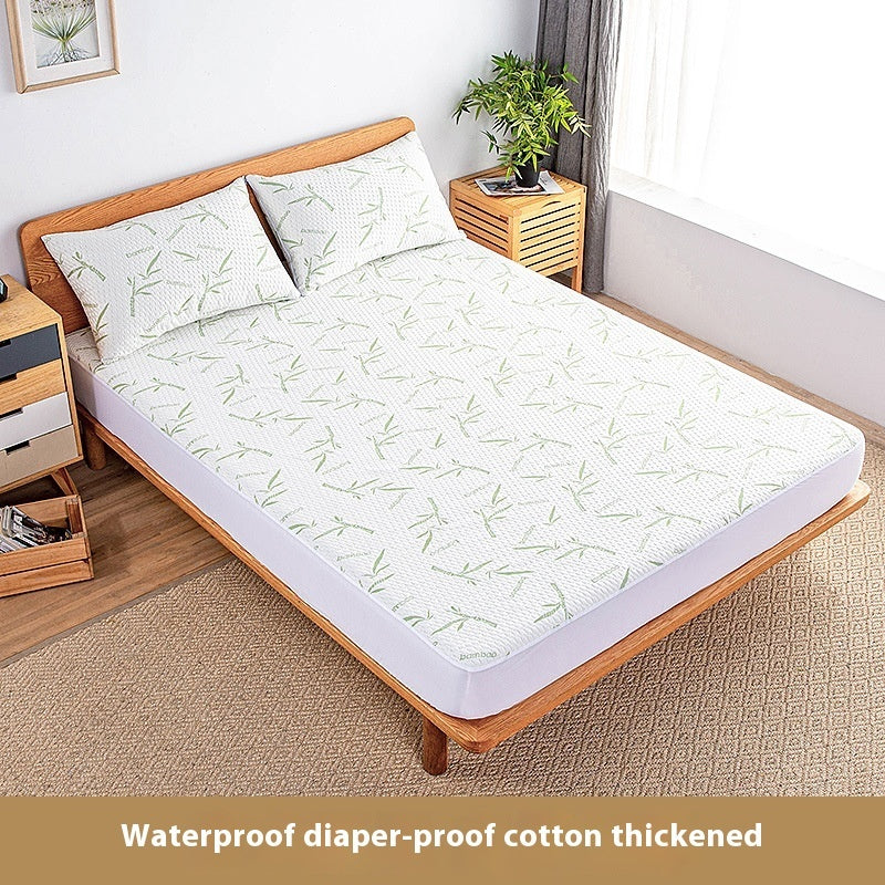 Bamboo Leaf Air Layer Water-proof Mattress Protective Cover Breathable Quilted Non-slip Bedspread