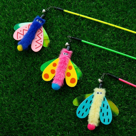 Cat Wand Toy Kitten Toy With Bell Dragonfly Cat Stick Toy Interactive Pet Playing Toy Cat Teaser Wand For Indoor Cats To Play