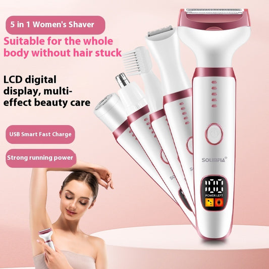 Five-in-one Lady Shaver Electric Women's Private Part Shaver Hair Trimmer Hair Removal Device