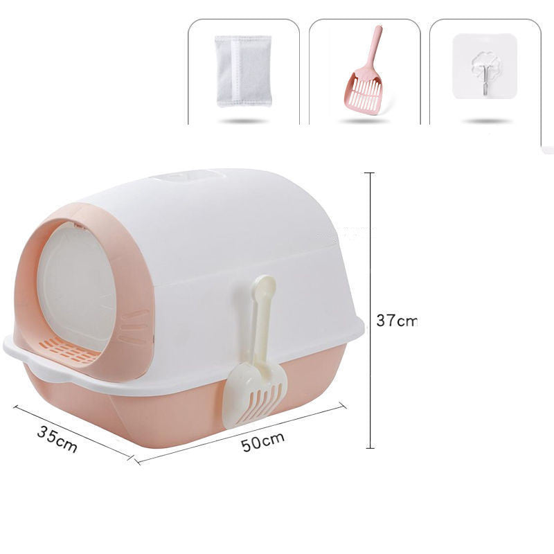 Elevated Semi-closed Litter Suction Deodorant Cat Toilet With Flip Cover