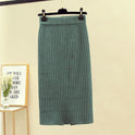 Korean women's high-waist split knit skirt