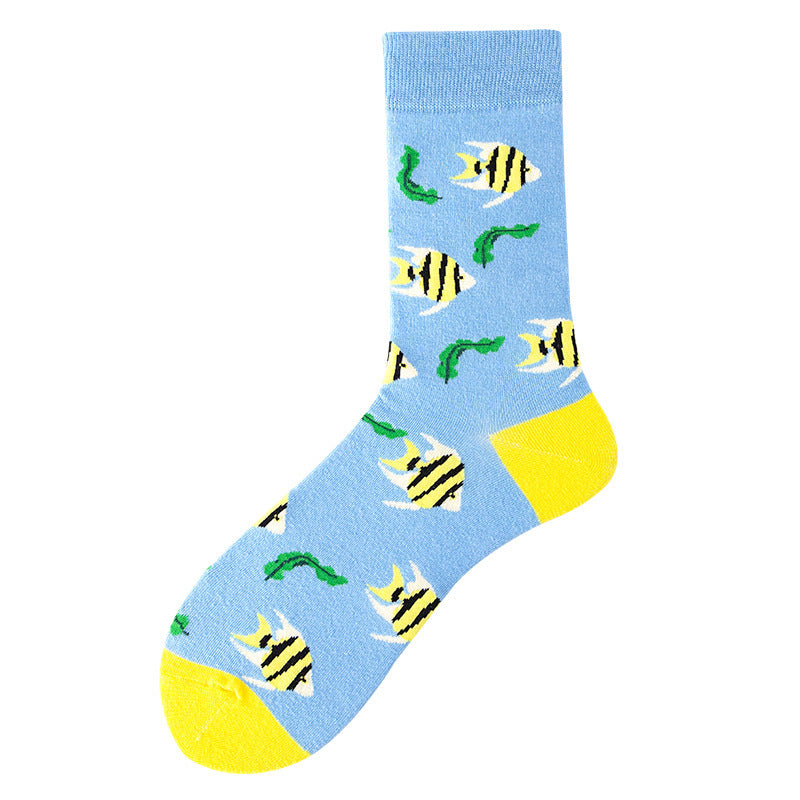 Men's Creative Printed Ocean Series Mid Length Socks