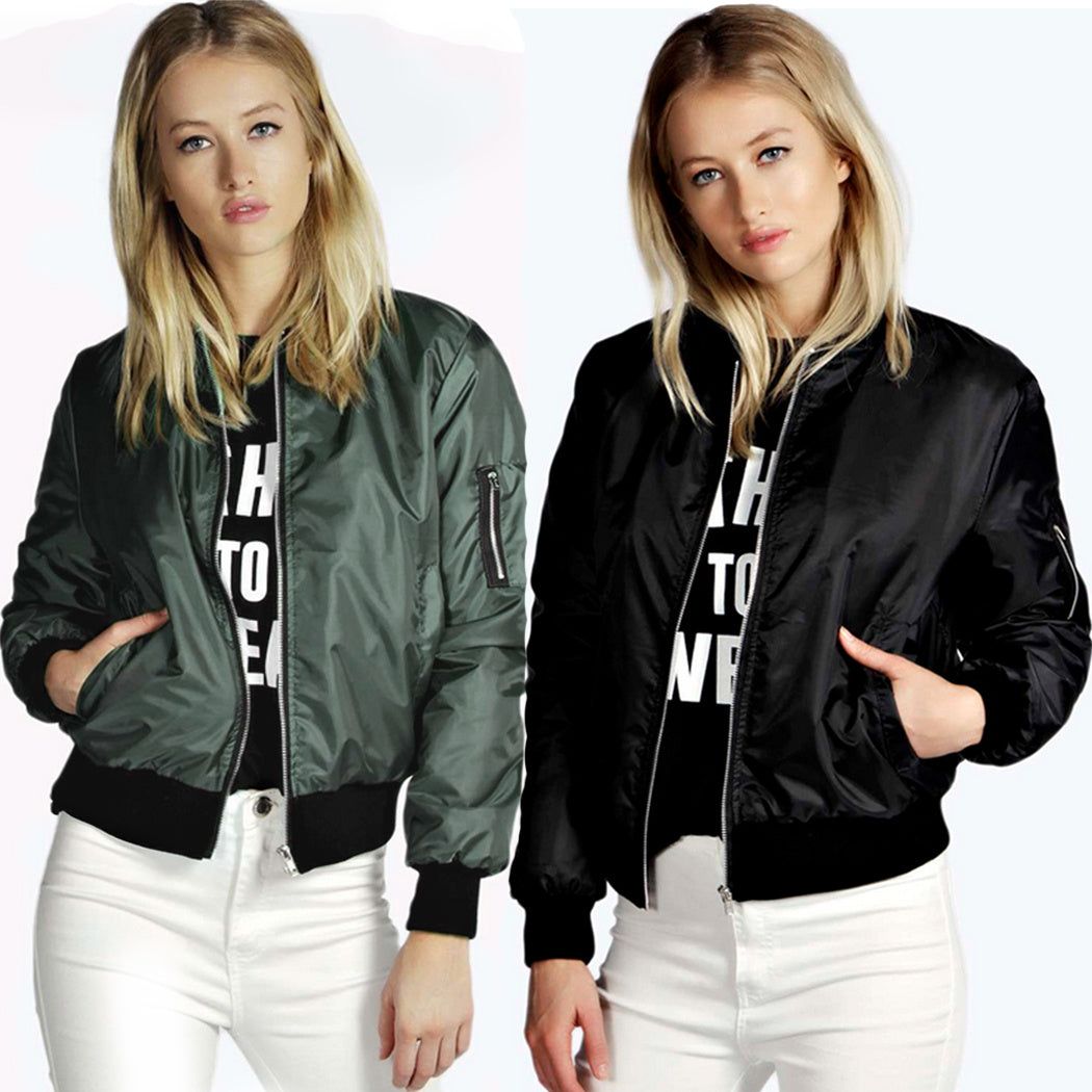 Solid Color Short Fashion Zip Jacket