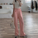 High Waist And Slim White Hong Kong Style Wide Leg Mopping Denim Trousers