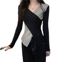 Women's Contrast Color Cross Design Sense Niche Slim Fit Inner Bottoming Sweater