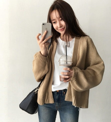 Knitted cardigan sweater coat