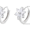 Women's Sterling Silver Earrings With Diamonds Hexapetalous Flowers