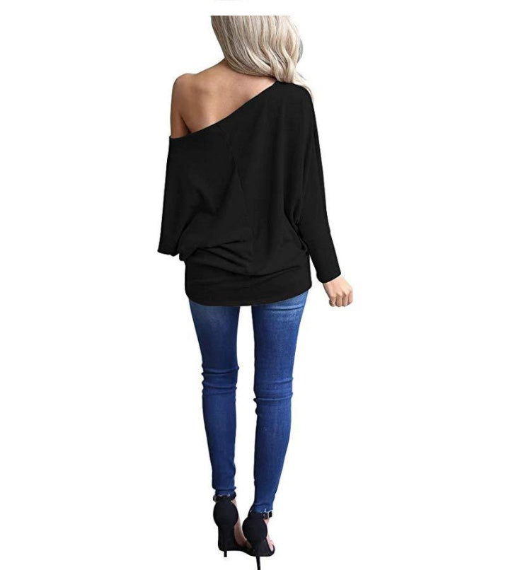 Women's Solid Color Long-sleeved Casual Loose T-shirt