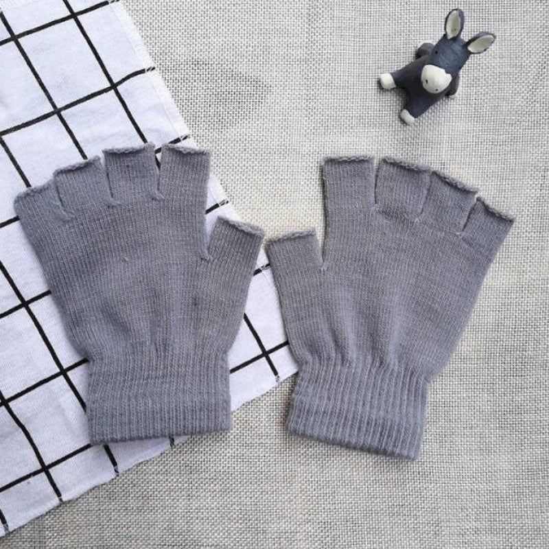 Autumn And Winter Thin Knitted Half Finger Gloves Adult Riding Cold-proof