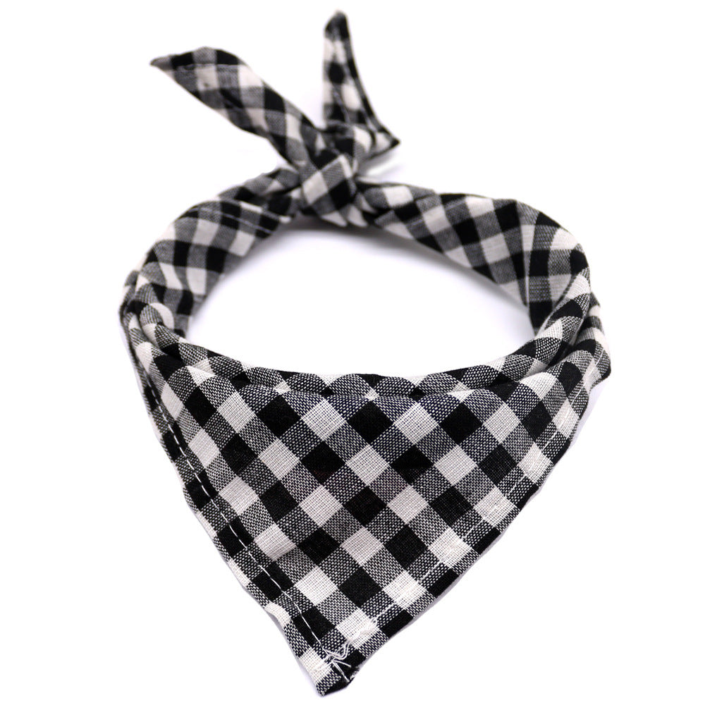 Pet Dog And Cat Plaid Cotton Triangle Scarf