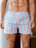 Basic Mass Men's Striped Digital Printed Shorts