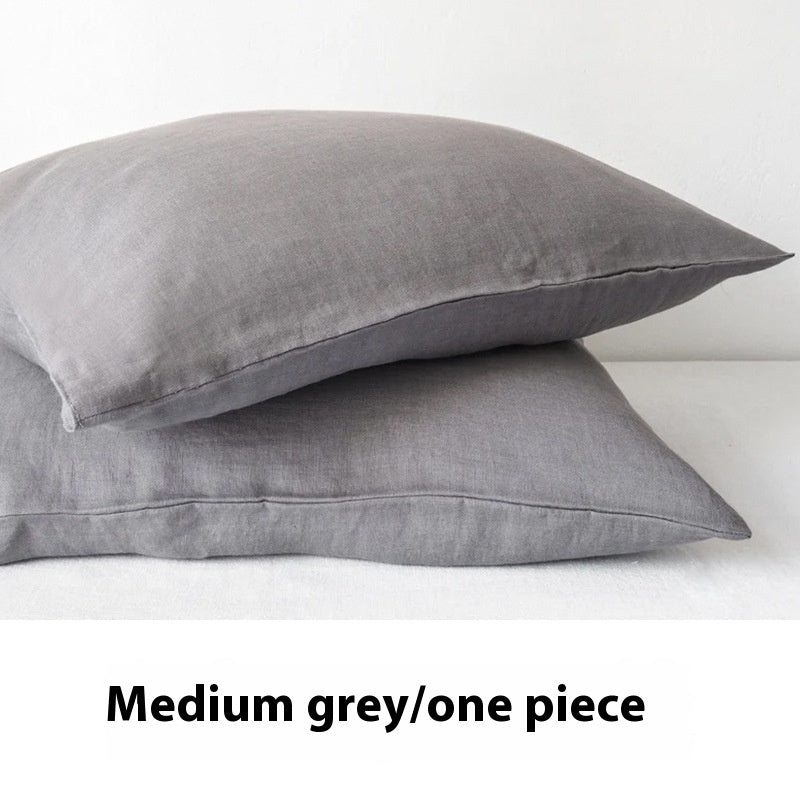 Ins Style Solid Color Linen Pillowcase Rectangular Envelope One-pair Package Thick Plain Pillow Case One Piece Dropshipping