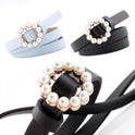 Faux leather pearl belt