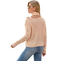 Halter Off-the-shoulder Metal Decorative Irregular Long Sleeve Sweater