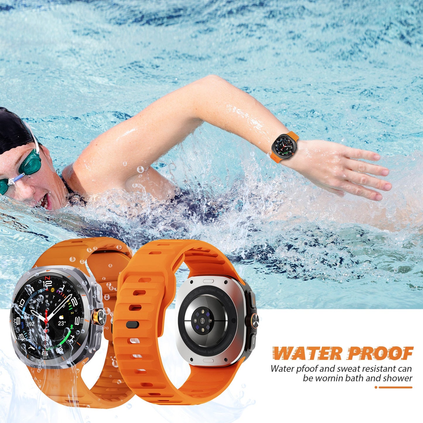 حزام سيليكون قابل للتطبيق على ساعة Ultra Wave Reverse Buckle مقاس 47 مم