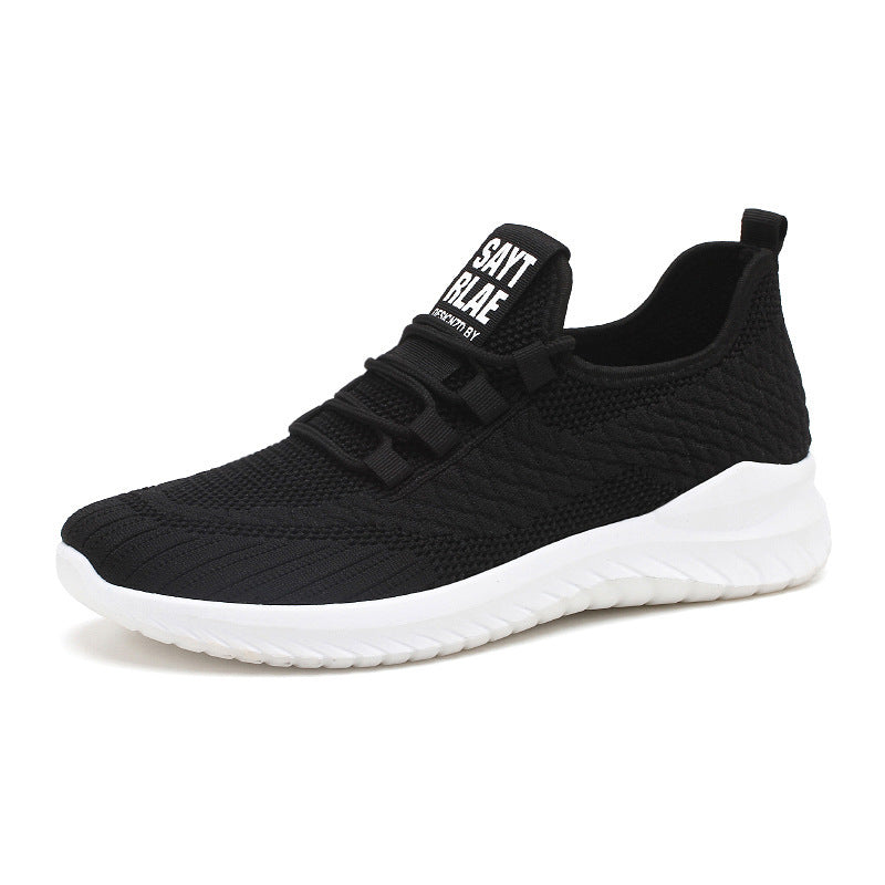 New Men's Flying Woven Lace-up Running Shoes