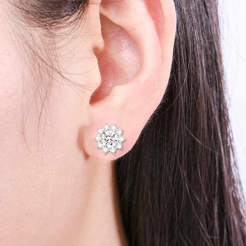 SUNFLOWER Fashion Full Zircon Stud Earrings For Women