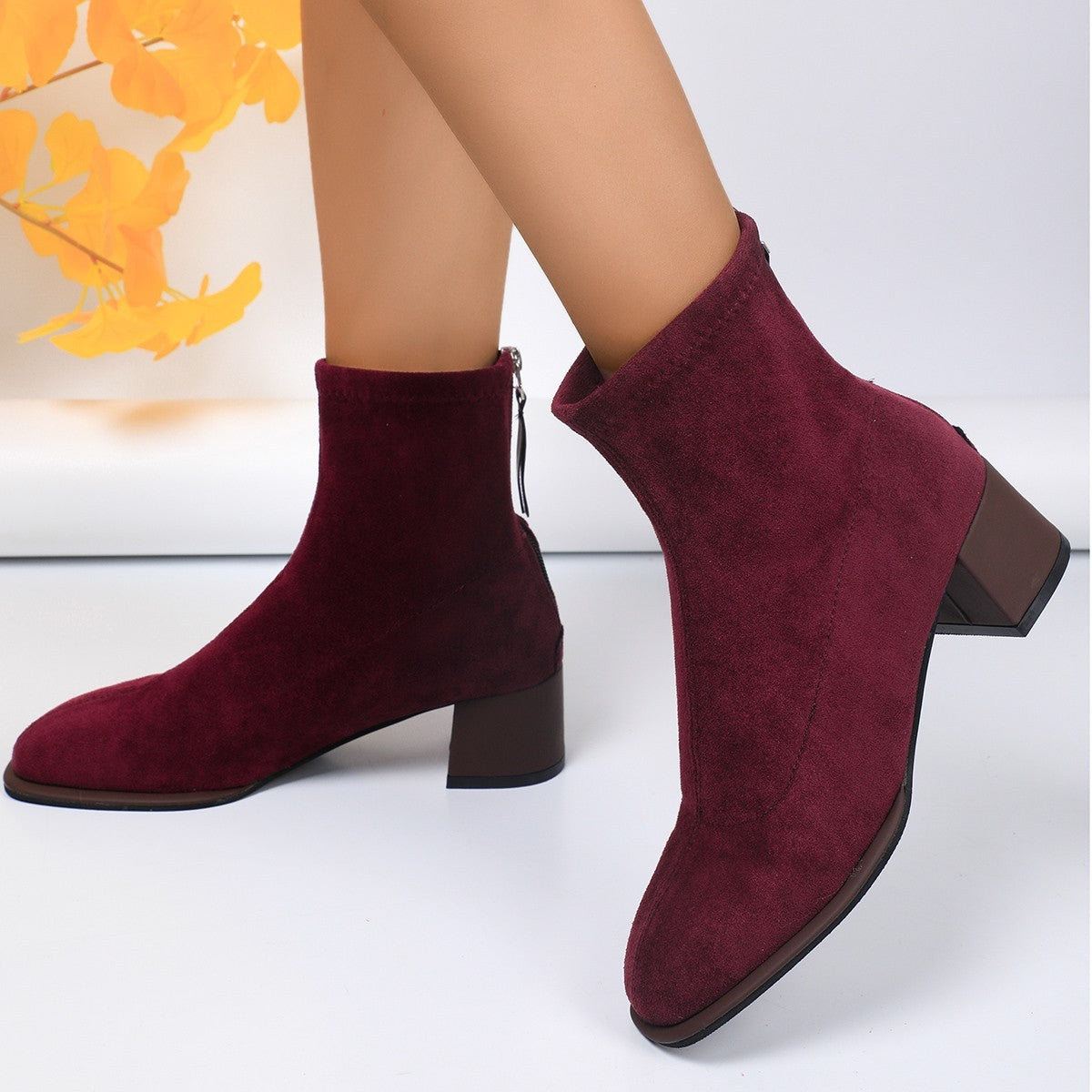 Round Head Chunky Heel New High Heel Boots Women