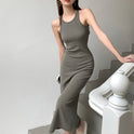 Summer  Hot Girl Tight Sleeveless Sheath Long Dress