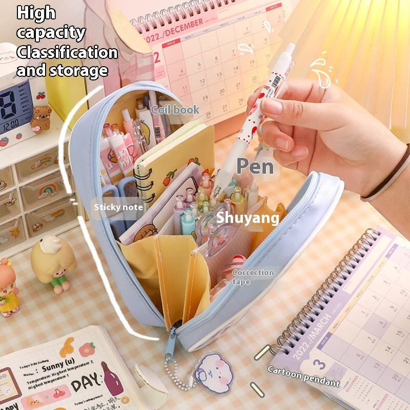 Cartoon Stationery Large Capacity Transparent And Cute Student Pencil Case Stationery Box