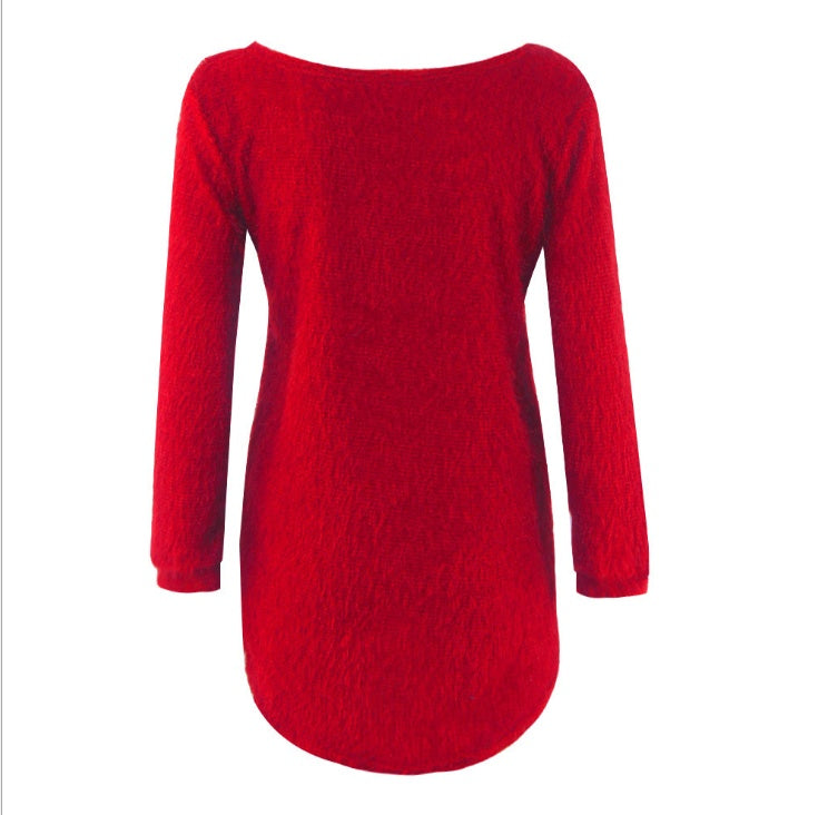 Solid color long-sleeved women's sweater tops Europe and the United States big plush