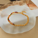 Copper Plated Gold Retro Patchwork Multi-layer Bracelet