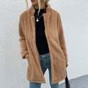 Solid Color Lapel Double-sided Velvet Large Slot Pocket Mid-length Coat Wool Sweater