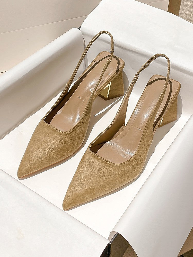 Pointed-toe Skinny Suede High Heel Pumps