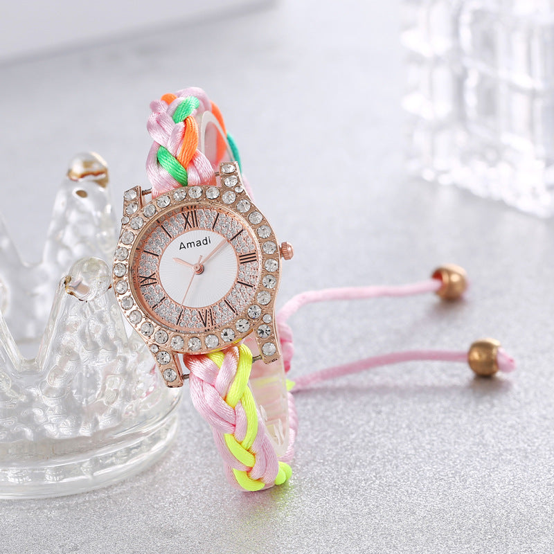 Macaron Color DIY Hand Weaving Bracelet Watch