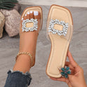 European And American Rhinestone Transparent Large Size Flat Sandals