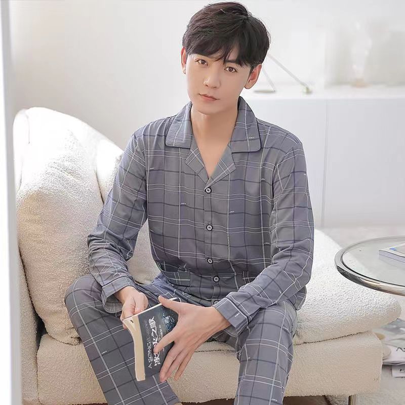 Spring And Autumn Loose Men's Pajamas Suit