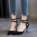 Pointed buckle single shoes