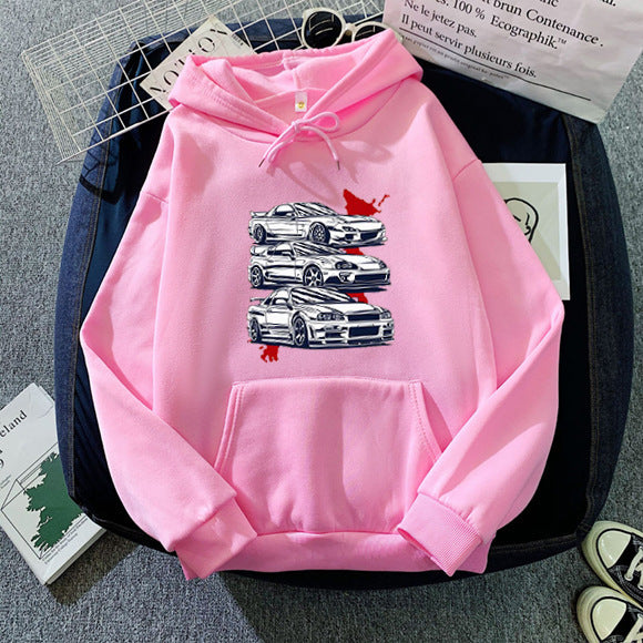 Fleece-lined Hoodie Sweater Unisex Wear Autumn Winter Couple Top Loose