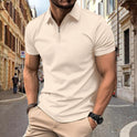 Zipper And Lapel Top Polo Shirt Men