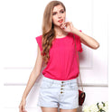 USA SIZE Large size chiffon t-shirt Solid color short-sleeved shirt Feifei sleeve chiffon shirt