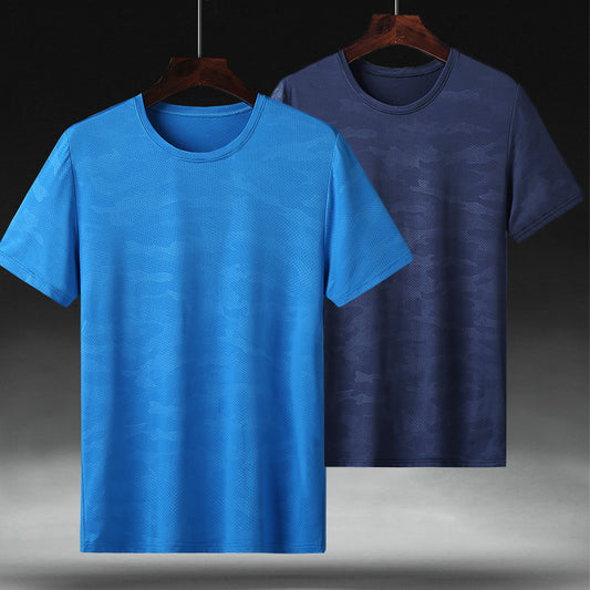 Outdoor Quick-drying Men's Round Neck Stretch Ice Silk Breathable Short Sleeves