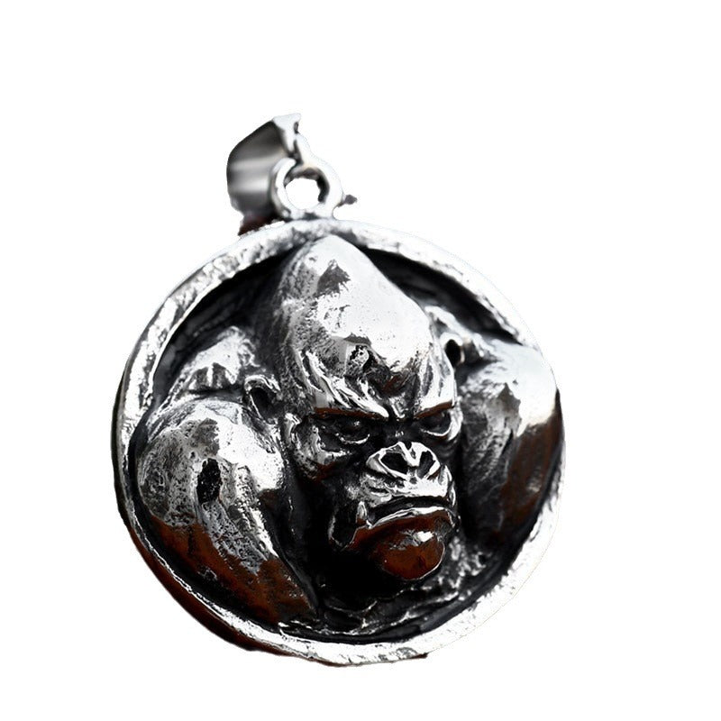 Cast Stainless Steel Gorilla Necklace Pendant