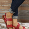 Female Plus Size Buckle Flat Round-toe Sandles