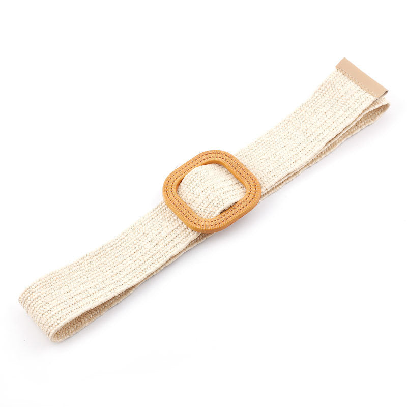 Women's Straw Woven Round Buckle Fashion Casual Decoration Versatile Belt