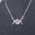 Vintage Crescent Lock Bone Moon Sun Pendant Silver Women's Natural Stone Necklace