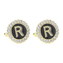 Round Diamond French Cufflinks Men's 26 Letters