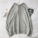 Pure color hooded plus fleece sweater Loose casual sweater