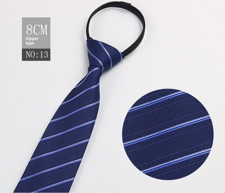 Black Men's Tie Striped Blue Business Tie Lazy Zip Tie In Stock Wholesale Pull Peels